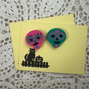 Halloween-y stickie notes + erasers